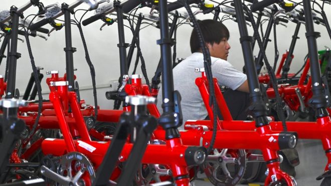 Завод по производству велосипедов в Китае