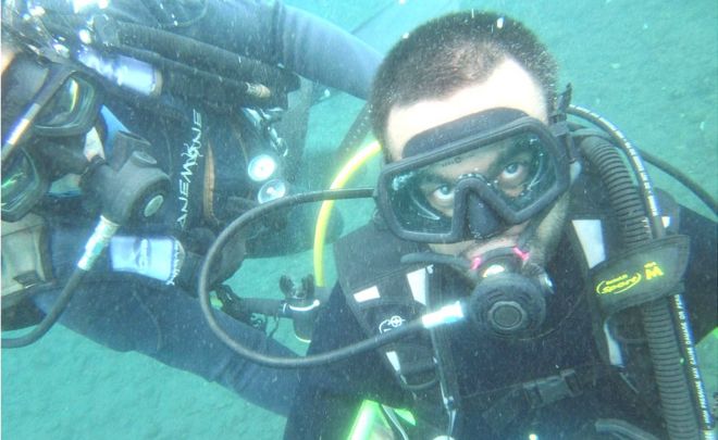 Срин Мадипалли подводное плавание на Бали