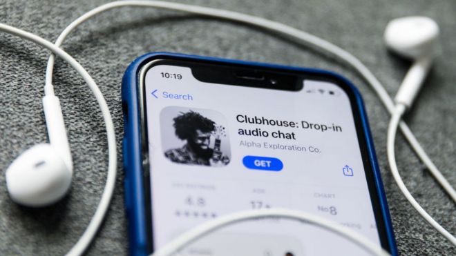 The Clubhouse app on an iPhone