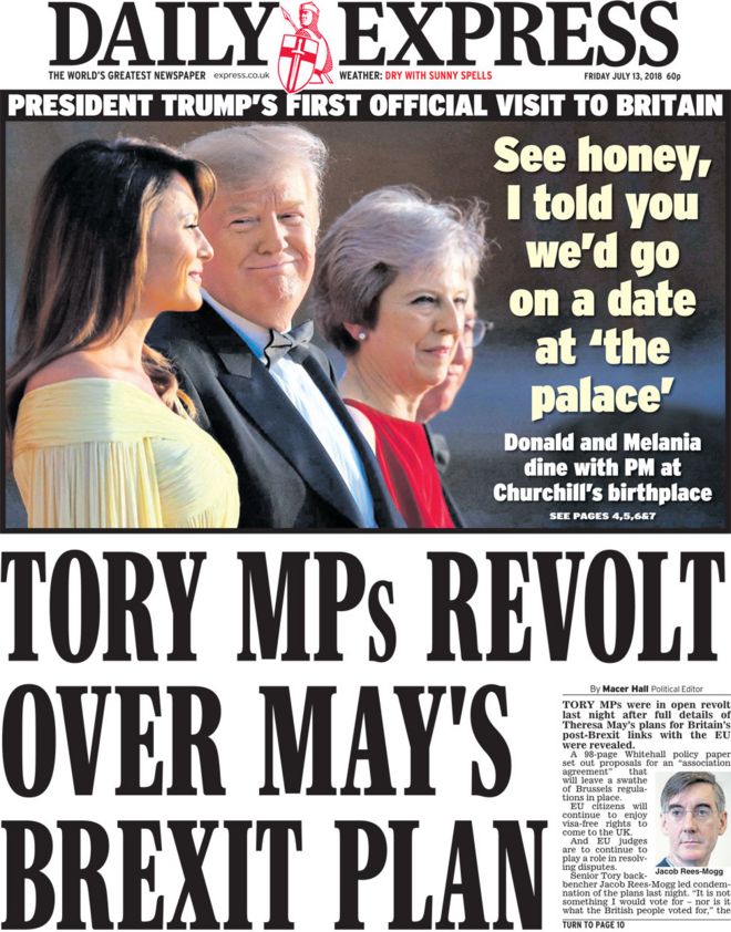 Image result for Britain newspapers on trump's visit