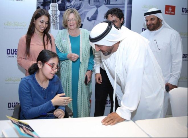 لقاء نوجين مع الشيخ أحمد بن سعيد آل مكتوم في دبي. مارس/آذار 2017