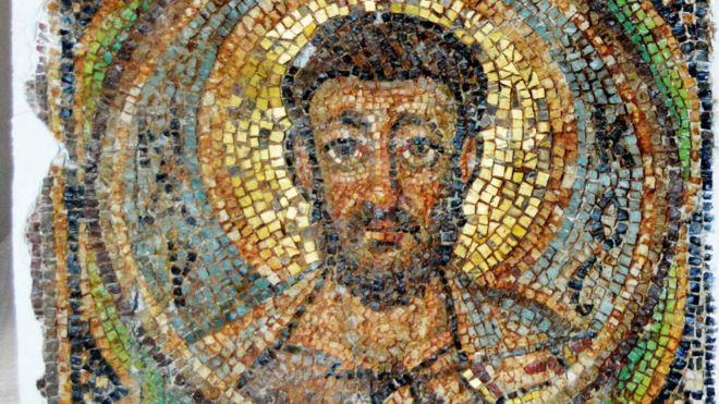 St Mark mosaic displayed by the investigator