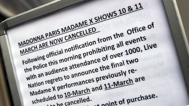 Знак, объявляющий об отмене Мадонны