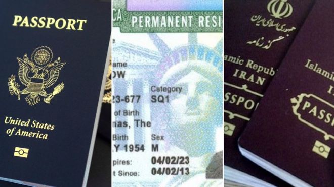 گذرنامه ایران- گرین‌کارت - گذرنامه آمریکا