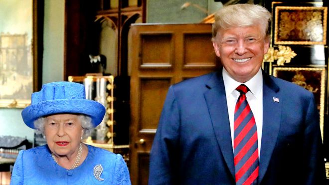 Королева с Дональдом Трампом в Виндзоре 13 июля 2018 года