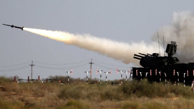Ракета "Русский Панцирь" во время стрельбы, 5 августа 2017 г.