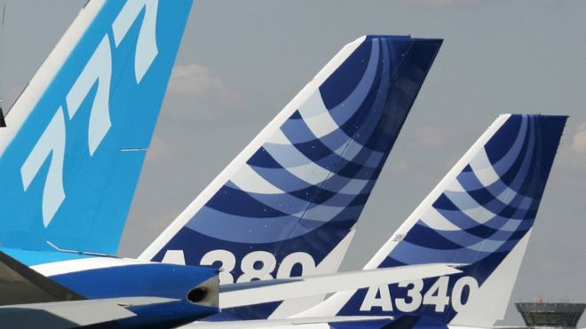Самолеты Airbus и Boeing на аваисалоне