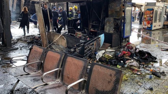 Последствия столкновения поездов и пожара на станции Рамзес в Каире, Египет (27 февраля 2019 года)