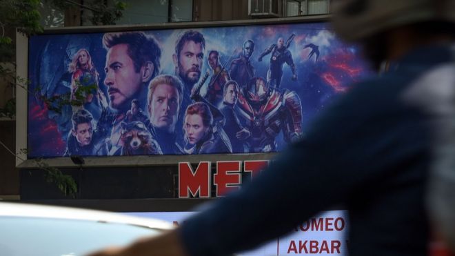 A poster for Avengers: Endgame is seen in Mumbai