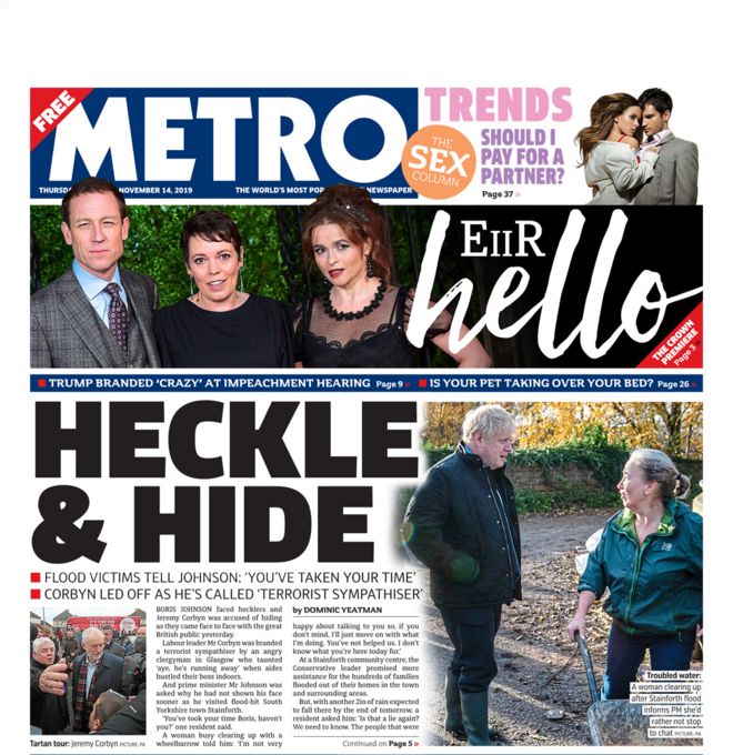 Metro front page