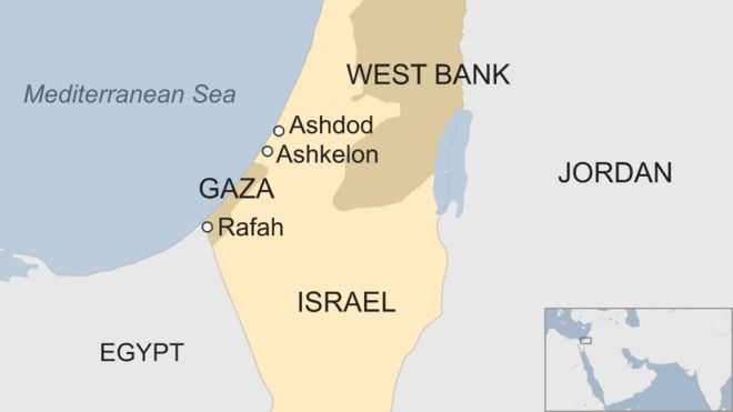Карта Газы и Израиля