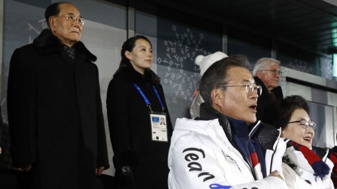 Президент Южной Кореи Мун Чжэ-ин на церемонии открытия зимних Олимпийских игр