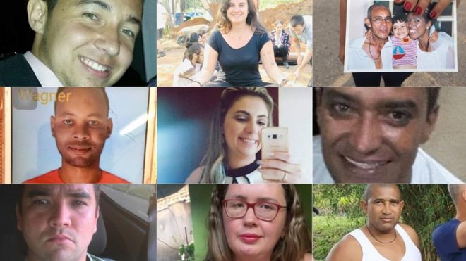 Fotos de algumas das pessoas que estão desaparecidas após rompimento de barragem em Brumadinho