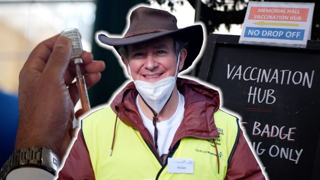 Hugh Bonneville is helping out at a vaccination centre
