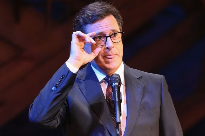 Late Show host Stephen Colbert pictured at Broadway's Jacobs Theater on 19 September, 2016.