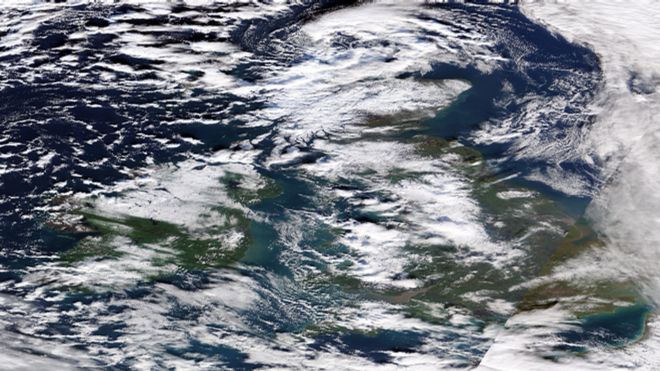 Спутниковое изображение Великобритании и Ирландии