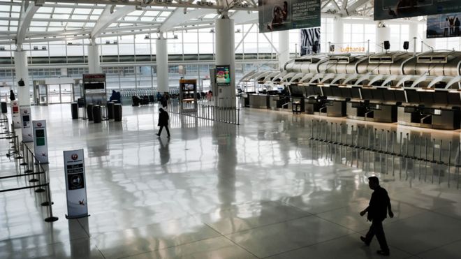 Аэропорт имени Джона Кеннеди в Нью-Йорке устрашающе тих