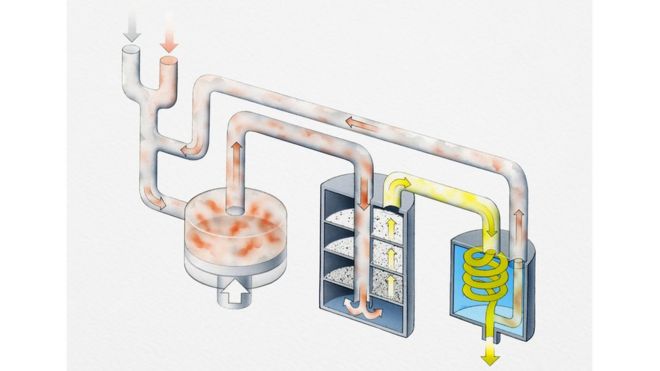 IlustraciÃ³n de la reacciÃ³n catalÃ­tica del hidrÃ³geno puro con el nitrÃ³geno puro para formar amonÃ­aco lÃ­quido en el proceso Haber-Bosch