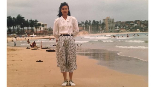 Ин Чжу Ван на пляже Мэнли в 1990 году