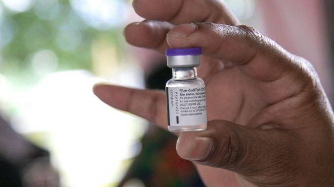 A vial of Pfizer vaccine