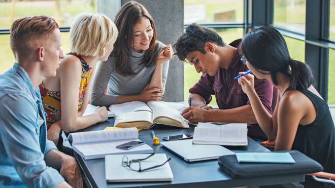 Students in library