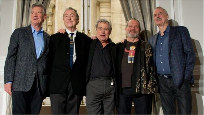 Члены Monty Python Майкл Пэйлин, Эрик Идл, Терри Джонс, Терри Гиллиам и Джон Клиз