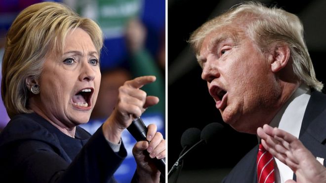 Democratic presidential candidate Hillary Clinton (L) and Republican presidential candidate Donald Trump are seen in a combination of file photos taken in Henderson, Nevada, February 13, 2016 (L) and Phoenix, Arizona, on 11 July 2015.