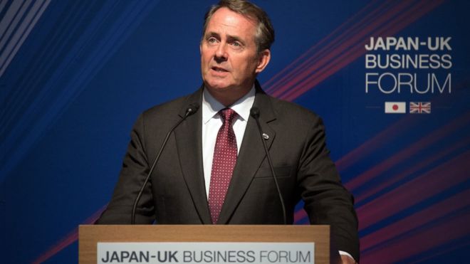 Liam Fox speaking in Japan