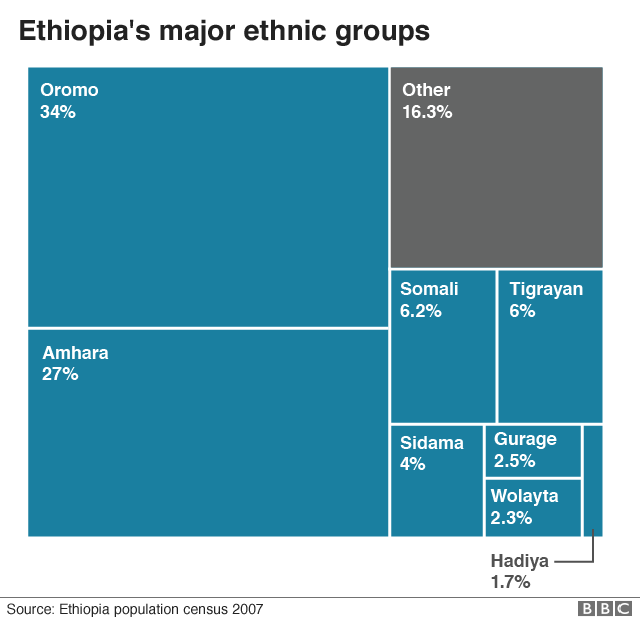 Диаграмма, показывающая этнический состав Эфиопии