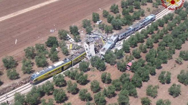 Accidente de tren cerca de Andria, Italia