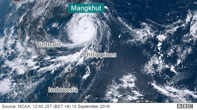 Спутниковое изображение тайфуна Мангхут