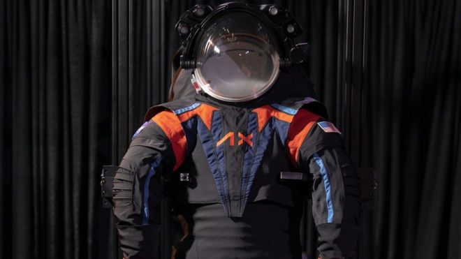 Axiom spacesuit, black with orange stitching