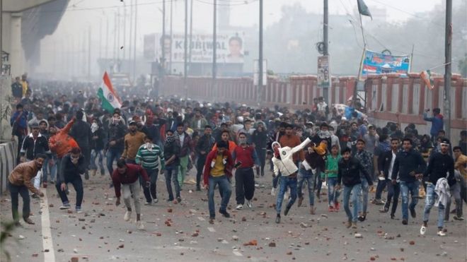 Demonstrators attend a protest against a new citizenship law in Seelampur, area of Delhi