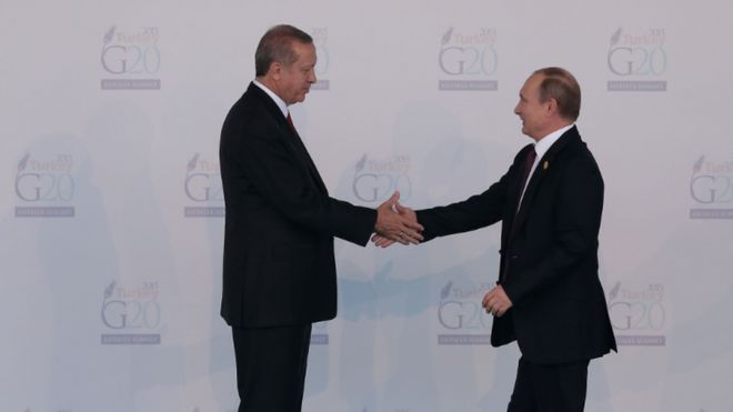 Президент Турции Эрдоган и Президент России Путин