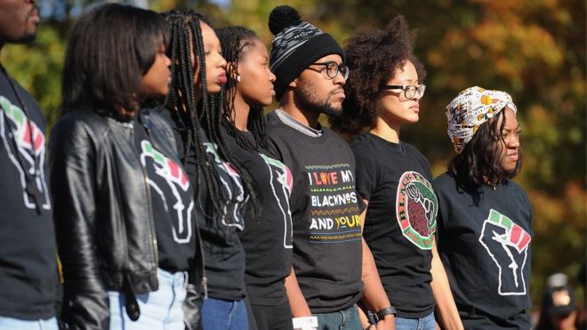 Студенческие протестующие в университете Миссури