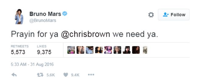 Чирикать: Бруно Марс: молиться за тебя @ chrisbrown мы нуждаемся в тебе.