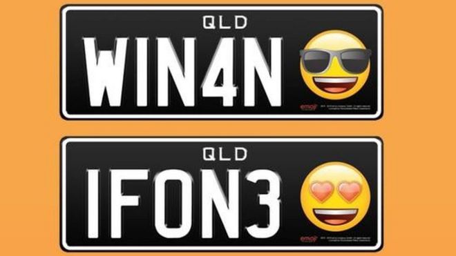 Number plates with emojis