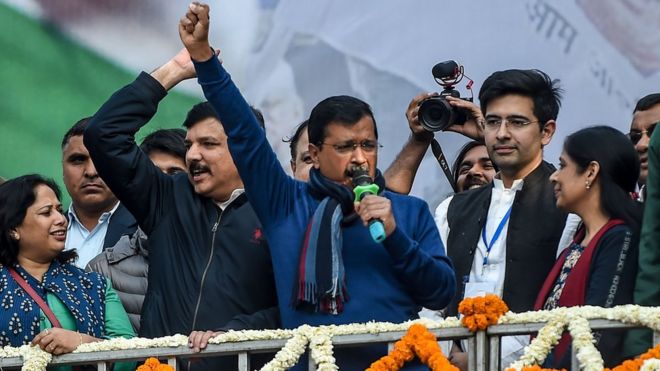 দিল্লিতে জেতার পর আম আদমি পার্টির নেতারা