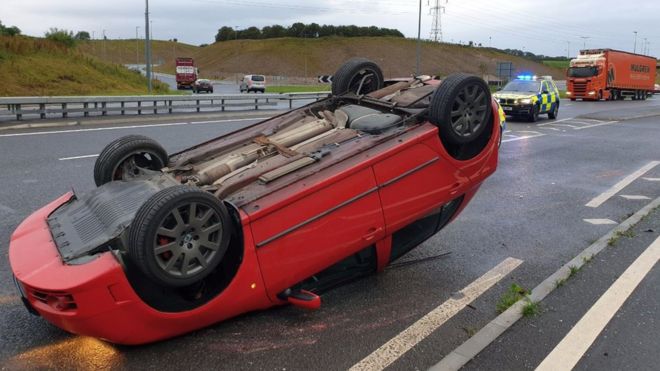 Overturned car