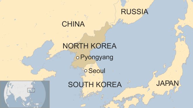 карта Южной Кореи и Северной Кореи