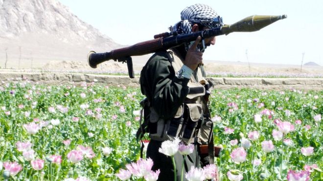 An Afghan soldier with a rocket launcher in Kandahar Province, Afghanistan