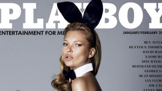 Kate Moss on the cover of the January/February 2014 60th anniversary issue of Playboy