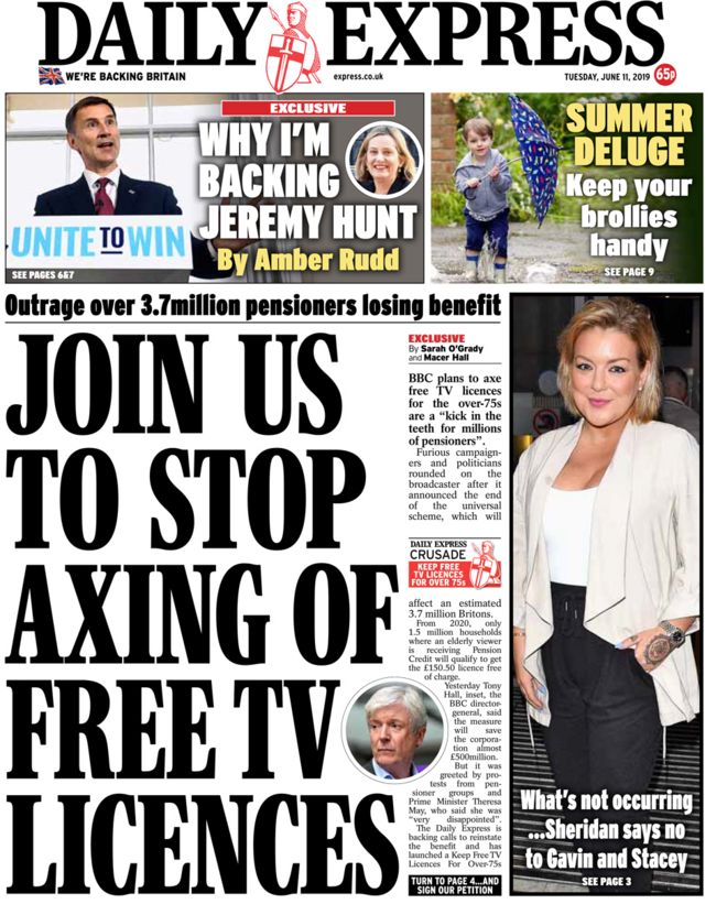 Front page of the Daily Express