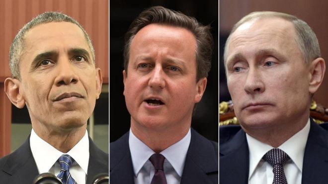 Obama, Cameron, Putin