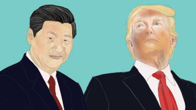 Illustration of Xi Jinping and Donald Trump