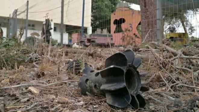 Остатки минометного снаряда на территории израильского детского сада (29/05/18)