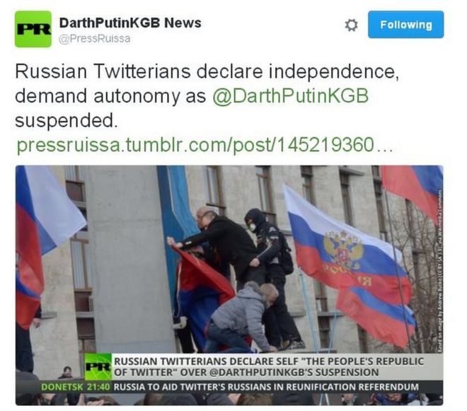 Russia Today пародийный твит