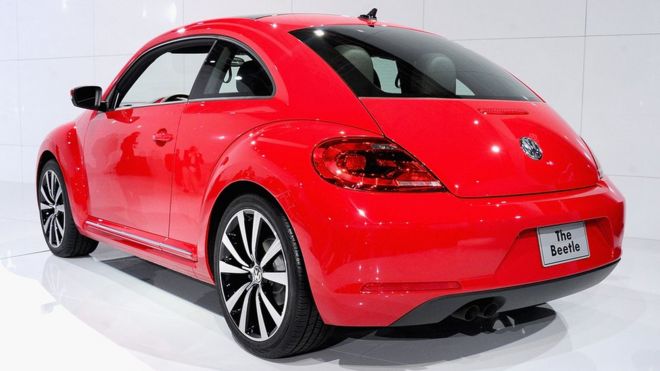 The 2012 Volkswagen Beetle sits on display
