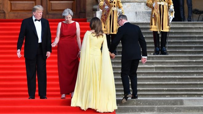 Мэй и Трамп с супругами