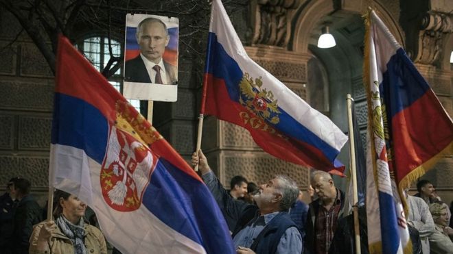 Pro-Putin rally in Serbia